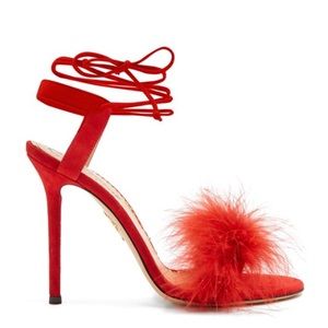 Charlotte Olympia Salsa feather trimmed sandals
